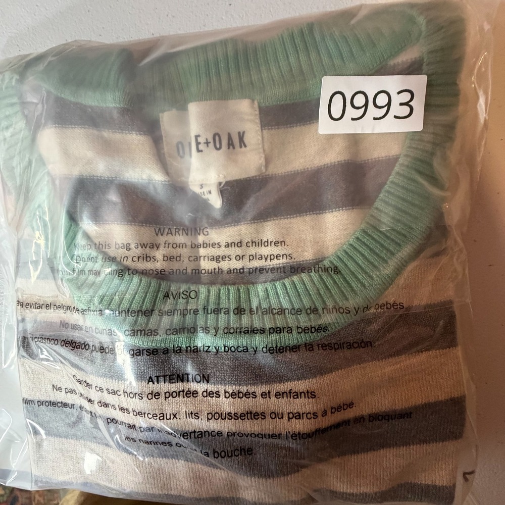 Olive Oak Sweater Womens Small Excellent Green Grey Striped Colorblock - Picture 7 of 7
